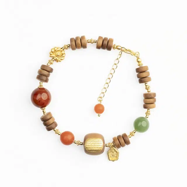 仙源 五条纹八方来财转运中式国风式 文玩佛珠 #好运#招财 檀木 手链 男女同款情侣款