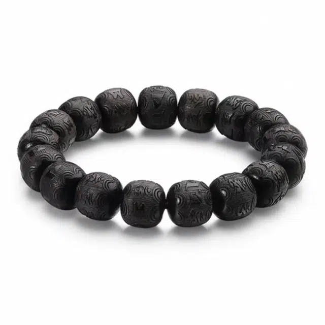 郁馨 六字箴言国风文艺复古转运佛珠有钱花招财纳福 精工雕刻文玩念珠 水逆退散#好运 黑檀 手串 男女同款情侣款