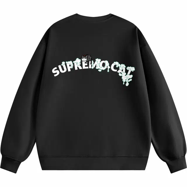 吾皇猫 美式复古学院风简约百搭印花基础款圆领套头多巴胺配色休闲无性别穿搭长袖卫衣 男女同款