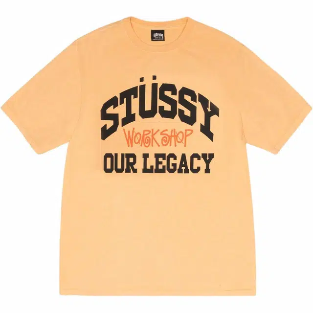 Stussy x OUR LEGACY FW24 WORK SHOP COLLEGIATE TEE PIGMENT DYED logoT