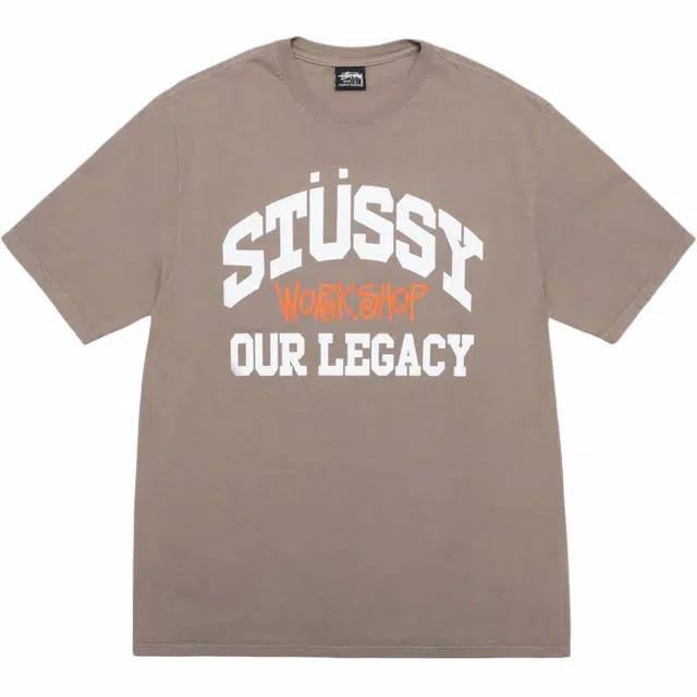 Stussy x OUR LEGACY FW24 WORK SHOP COLLEGIATE TEE PIGMENT DYED logoT
