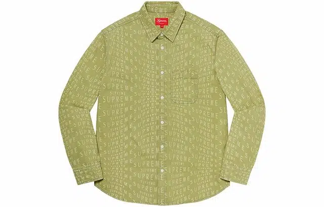 Supreme Week 11 Warp Jacquard Logos Denim Shirt