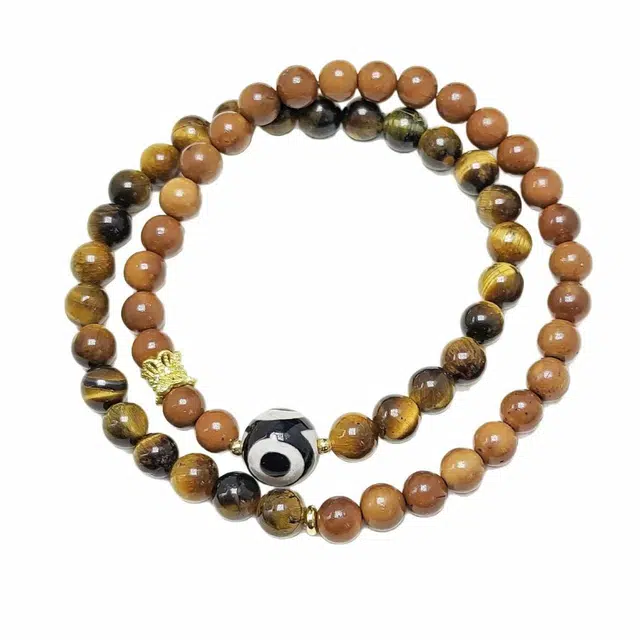 【水逆退散】 指尖瑰宝 平安健康吉祥如意诸事顺遂时来运转中式复古双圈叠戴 虎眼石 手串 男女同款情侣款