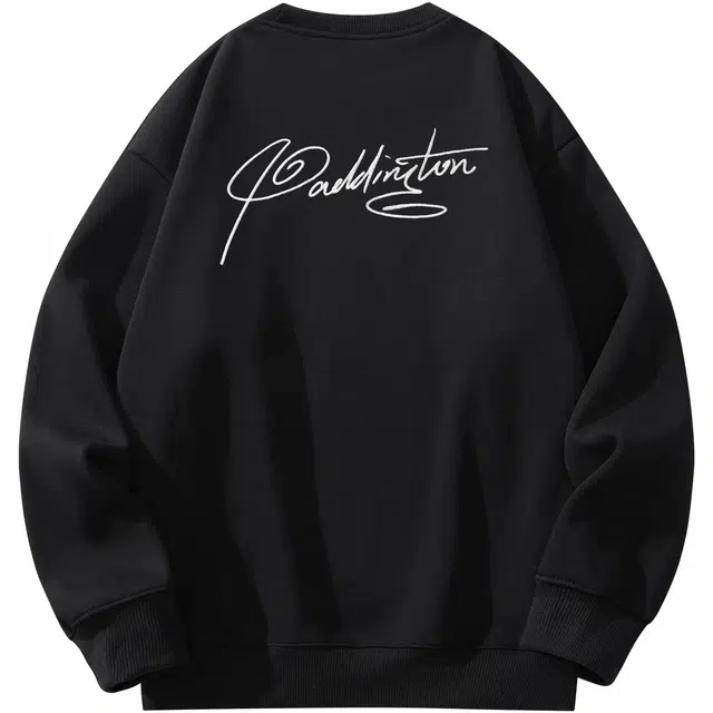 帕丁顿熊 手写花体字母刺绣宽松休闲圆领重磅圆领卫衣 男女同款
