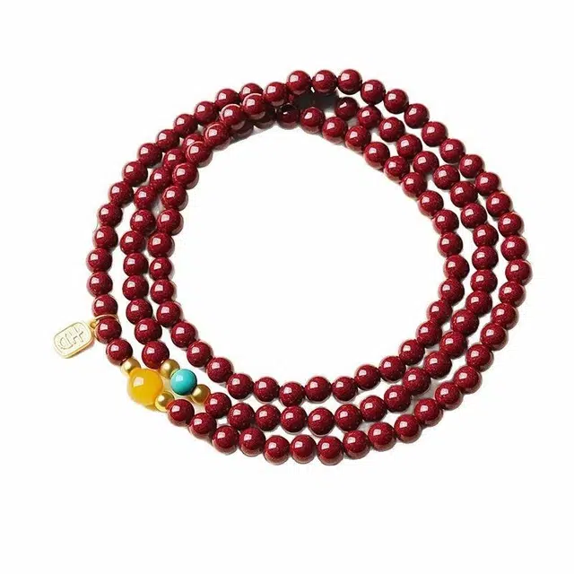 【鸿福吉运】 指尖瑰宝 新中式多财多福转运珠红色本命年#好运 文玩盘串首饰 精致国风显白三圈叠戴 朱砂 手串 男女同款情侣款