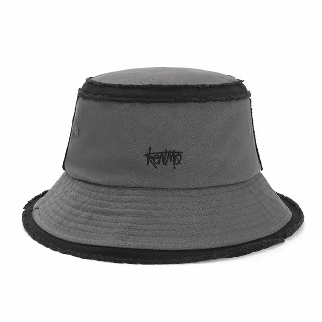 肯默 做旧磨边字母刺绣 棉 渔夫帽 男女同款情侣款