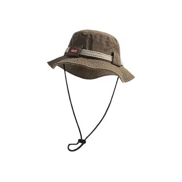 浪莎 春夏季潮酷机能风防晒贴布字母简约休闲时装大檐遮阳帽户外露营登山时尚百搭登山帽 棉 渔夫帽 男女同款情侣款