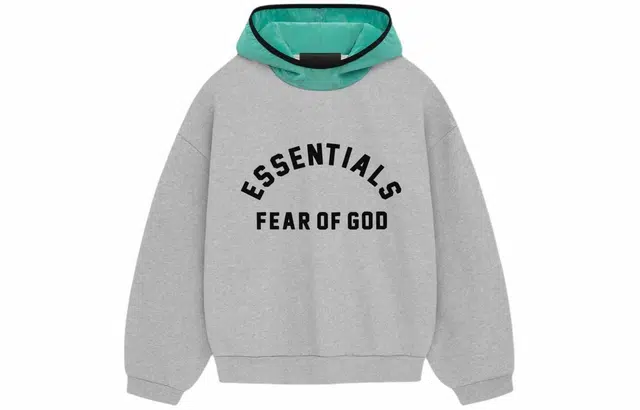 Fear of God Essentials Nylon Fleece Hoodie Light Heather Grey Mint Leaf