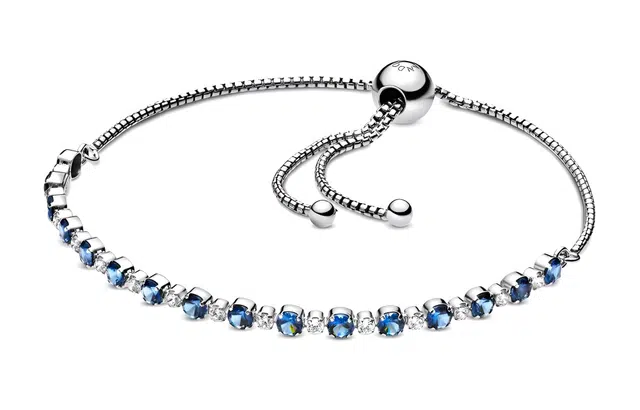 Pandora Shiny Blue Transparent Bracelet Cord Silver