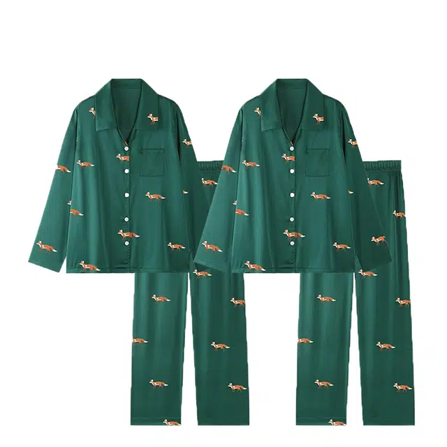 俏韵 舒适简约长袖长裤家居服睡衣套装 男女同款