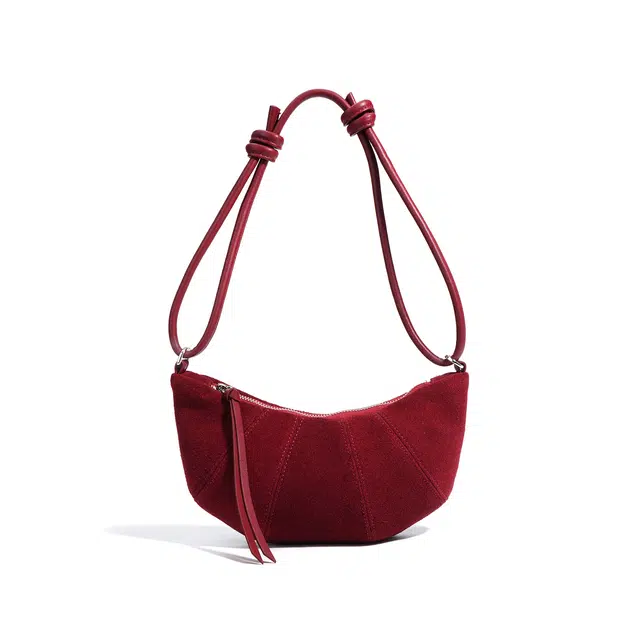 恒源祥 时尚腋下包真皮懒惰风美拉德牛角包百搭复古通勤 牛皮 手提斜挎单肩包 女款 多色