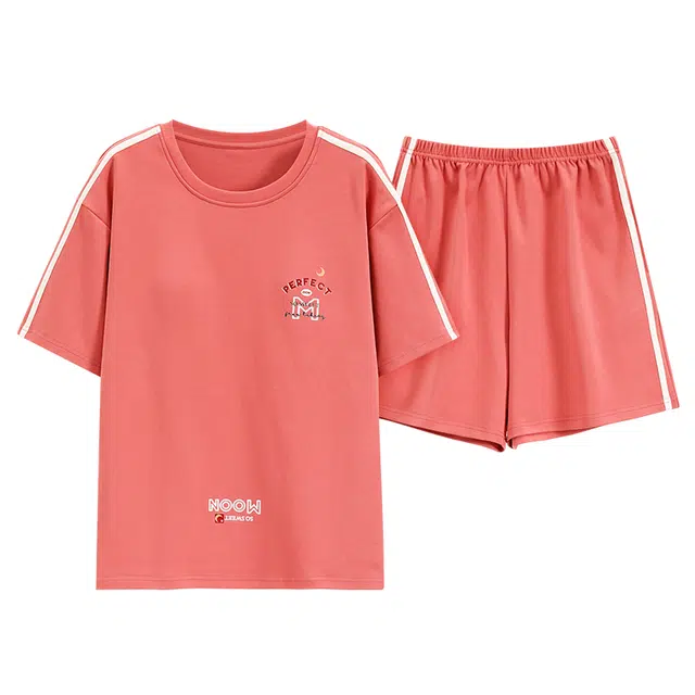 欧诗帛 韩版休闲短袖高级感薄款可外穿睡衣套装 女款 图片色