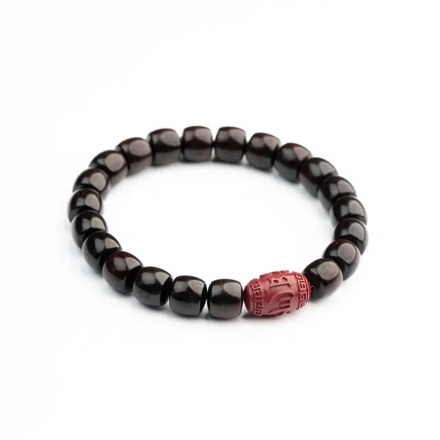 仙源 天官赐福 八方来财六字真言 国风 复古国潮 文艺简约风 招财纳福 单圈好运 紫檀属 木作手串 男女同款情侣款