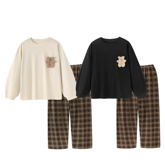 俏韵 舒适亲肤长袖长裤卡通家居服睡衣套装 男女同款