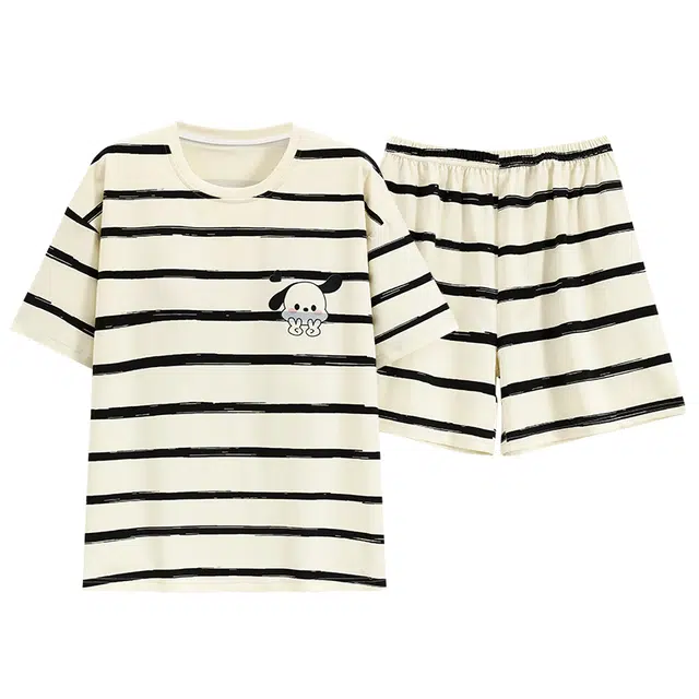 欧诗帛 韩版休闲短袖高级感薄款可外穿家居服睡衣套装 女款 图片色