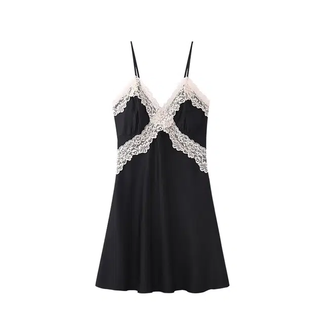 俏韵 高级感带胸垫休闲无袖家居服可外穿睡裙 女款 黑色