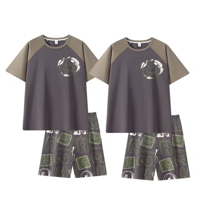 俏韵 卡通动漫短袖舒适休闲可外穿睡衣套装 男女同款