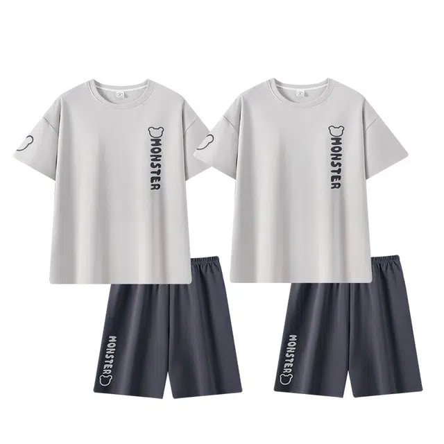 俏韵 时尚舒适薄款休闲家居服可外穿睡衣套装 男女同款