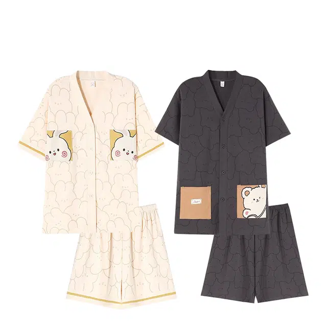 俏韵 休闲舒适短袖可爱卡通家居服睡衣套装 男女同款