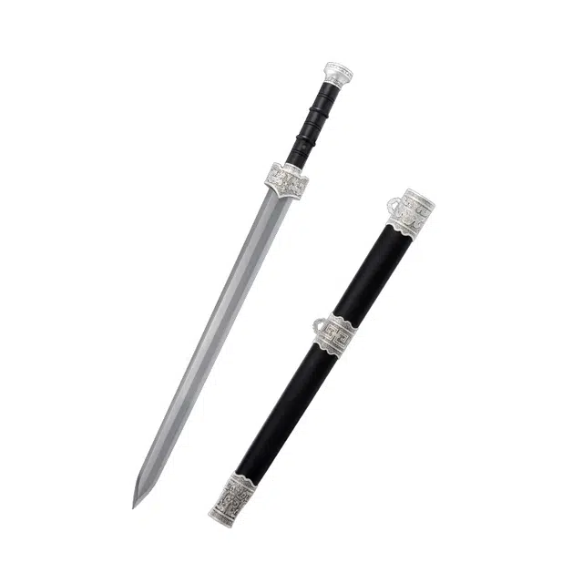 天字号 赵云战剑 龙泉花纹钢八面刀剑合金装乌木鞘收藏未开刃 成品模型