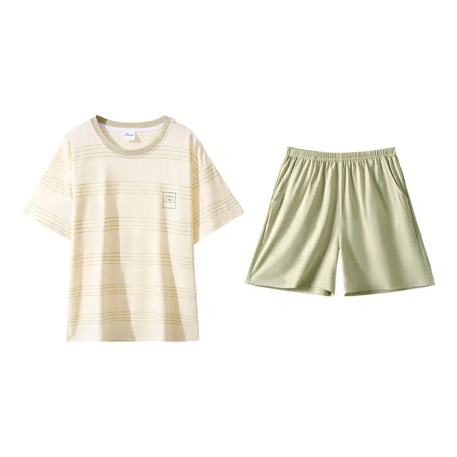 都市丽人 清新舒适透气简约睡衣套装 女款 浅绿色