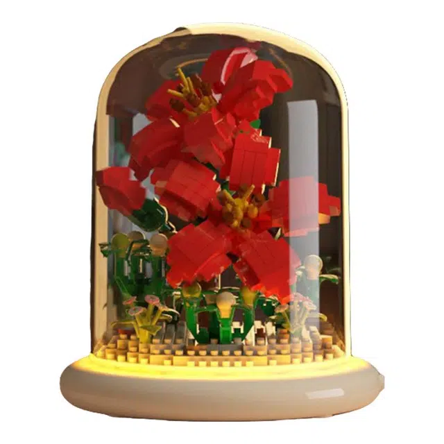 乐乐兄弟 精致永生花积木浪漫玫瑰花束 拼装模型