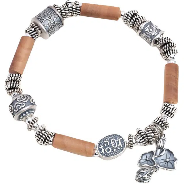 仙源 盘缠 古法复古小众原创设计新中式叠戴文玩招财*好运 檀木 木作手串 男女同款情侣款