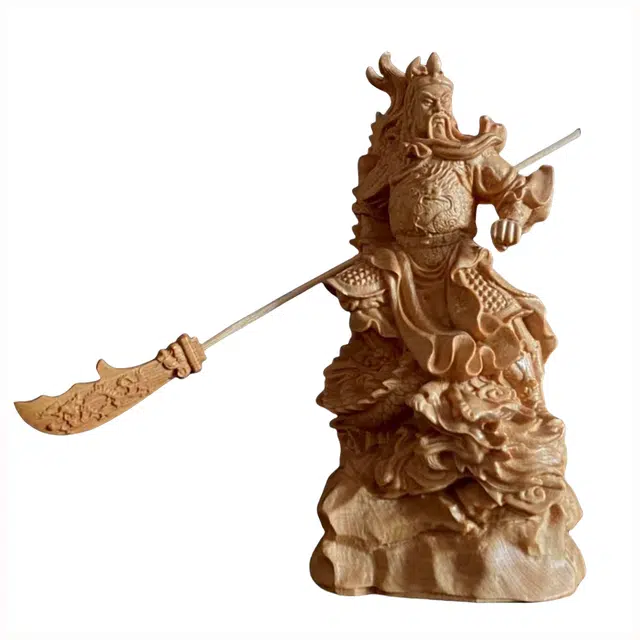仙作美 根雕【御龙关公】实木雕刻文玩工艺品 崖柏 木作摆件 男女同款情侣款