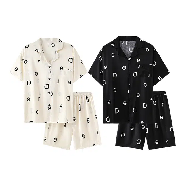 俏韵 亲肤透气字母短袖高级感家居服睡衣套装 男女同款