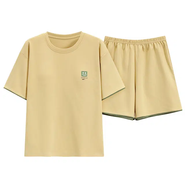 欧诗帛 可外穿休闲短袖韩版高级感薄款家居服睡衣套装 女款 图片色