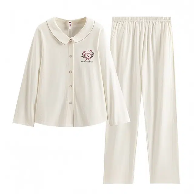 芬腾 家居服韩版甜美长袖长裤薄款可外穿高级感休闲睡衣套装 女款