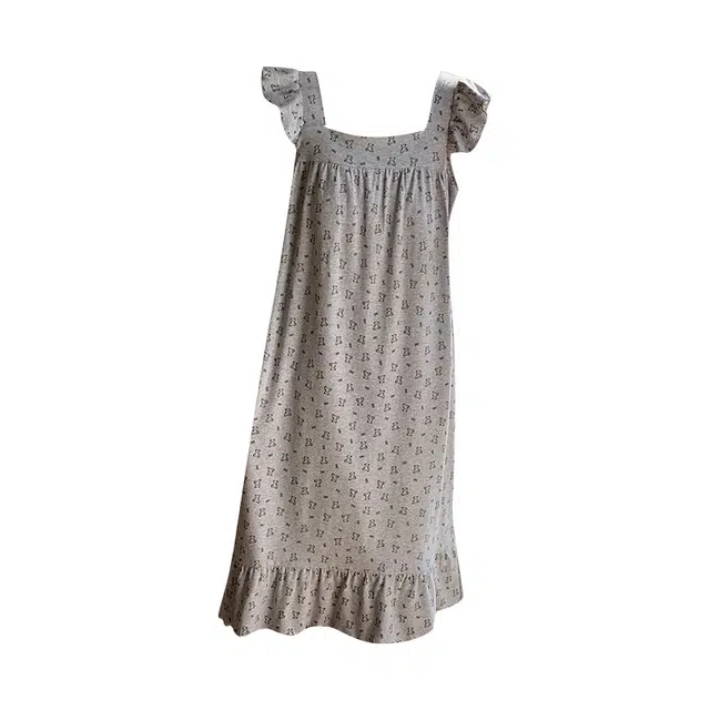 欧诗帛 带胸垫韩版甜美卡通薄款飞飞袖舒适睡裙 女款 图片色