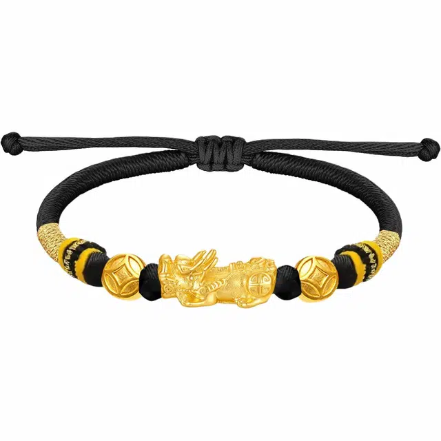 【999纯金】 金师傅 转运钱币貔貅手绳 本命年财运来新中式国潮复古简约百搭小众高级#好运 足金 一口价 黄金手链 男女同款情侣款