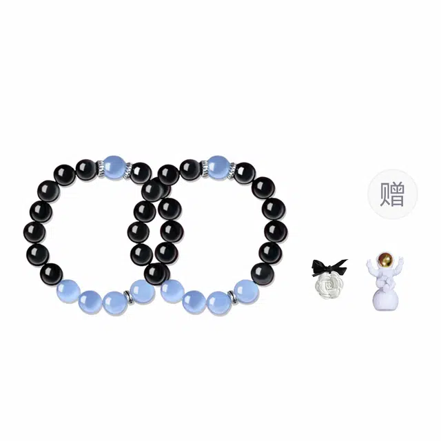 琅风 情人精美一对转运珠高级感潮流 黑曜石 手串 男女同款情侣款