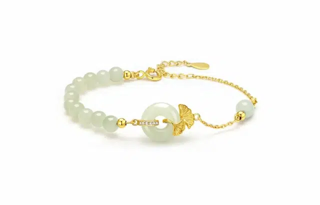 尚银福 三生有杏 新中式国潮高级感设计 吉祥如意转运珠 琉璃 玉石手链 女款