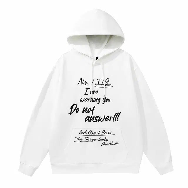 三体 连帽宽松字母印花长袖卫衣 男女同款