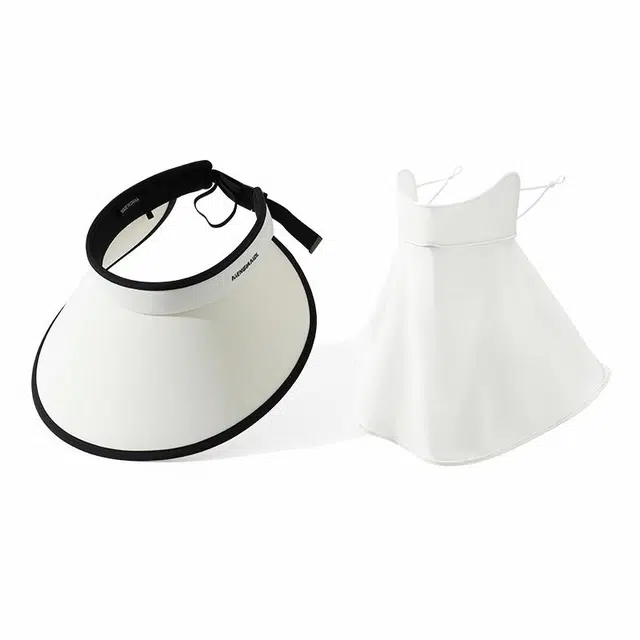 南极人 大帽檐空顶帽防紫外线遮脸可折叠太阳帽冰丝面罩全脸口罩脸基尼护颈一体骑行开车遮阳透气 轻薄款 防晒帽 女款