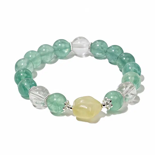 丰运阁 绿萤石平衡能量 净化磁场增强创造力 缓解负面情绪增强思维能力促进个人成长助事业学业 #好运充满希望天然 白水晶 手串 女款
