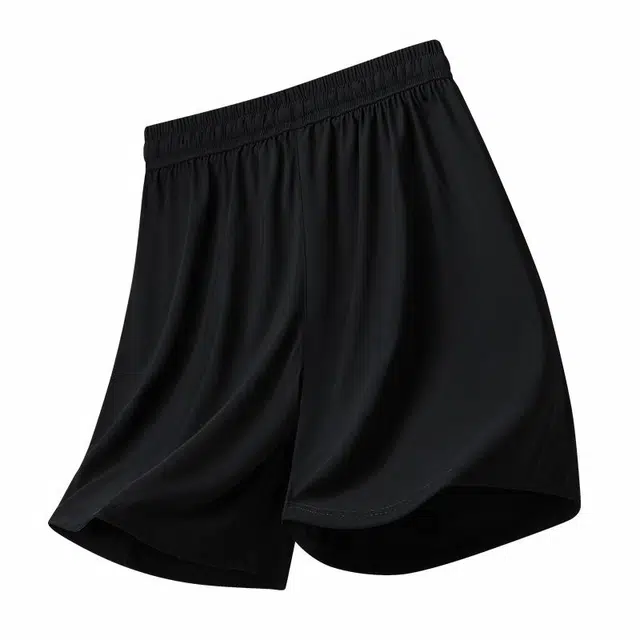 纳趣 宽松直筒五分百搭户外跑步冰感透气速干大码休闲短裤 男款 黑色