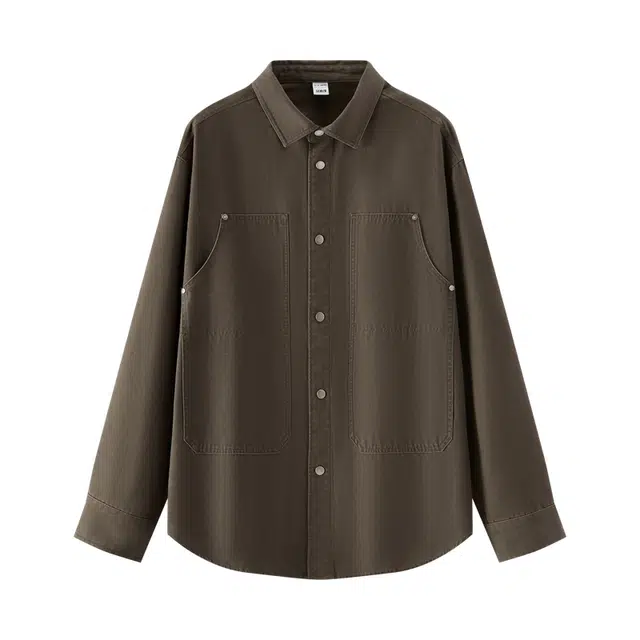 森马 户外复古工装宽松纯棉长袖衬衫 男款