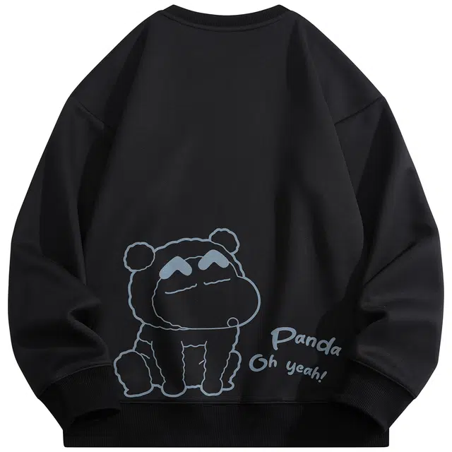 蜡笔小新 卡通小新图案字母印花休闲宽松套头圆领卫衣 男女同款