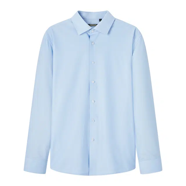 九牧王男裤专家 舒适休闲商务百搭简约长袖衬衫 男款 浅兰