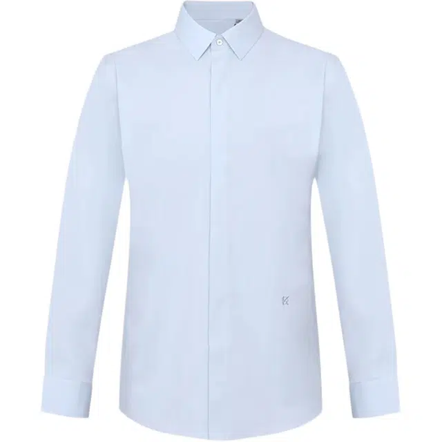 迪柯尼 商务休闲修身方领长袖衬衫 男款 金属灰