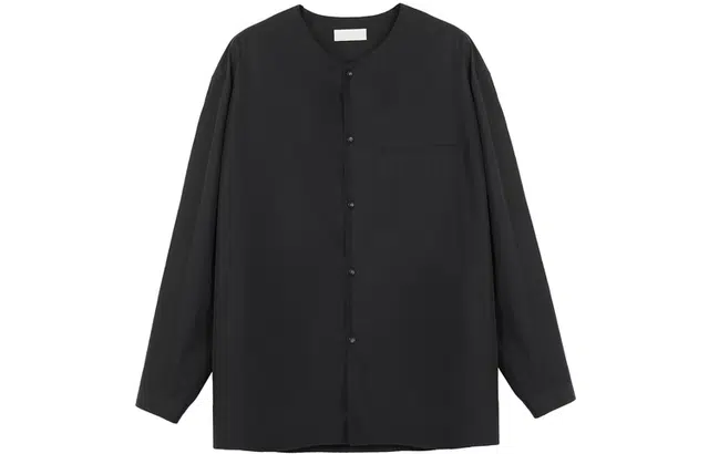 速写 纯色圆领长袖衬衫 男女同款 本黑