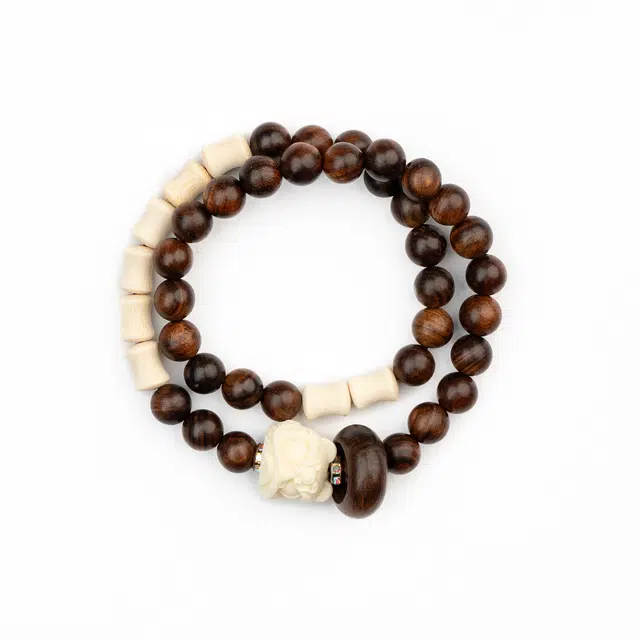 仙源 节节高升醒狮 新中式高级感跑环平安喜乐有钱花盘玩佛珠木质文玩原创设计 花梨木 木作手串 男女同款情侣款