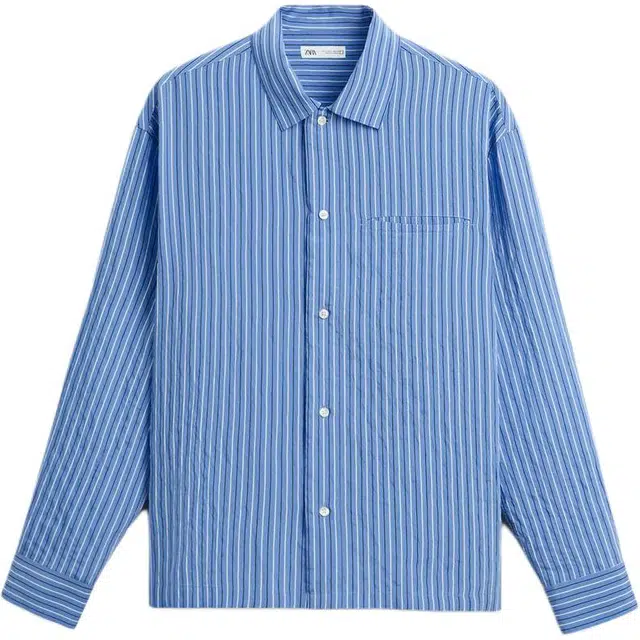 ZARA Striped Long Sleeve Shirt Blue/White