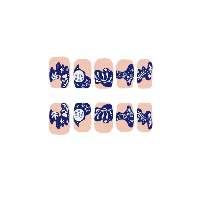 饰田 扎染日记  穿戴甲 短方肤色纯色 国风