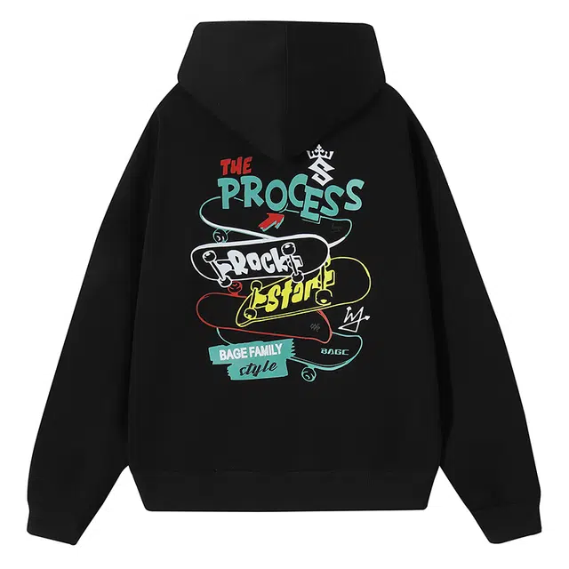 八哥 字母印花连帽套头衫休闲百搭卫衣 男女同款