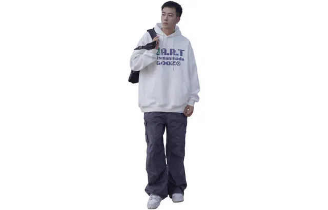 港仔文艺男 宽松型套头连帽长袖卫衣 男款