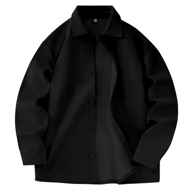 棉致 蛇年系列 中国简约纯色细斜纹肌理手感挺阔内里复合摇粒绒加绒加厚长袖衬衫 男女同款